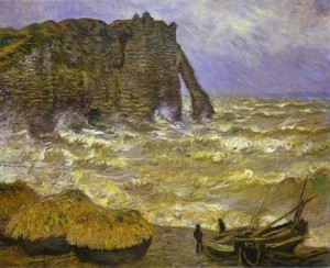 Oil sea Painting - Rough Sea at  Etretat. 1883 by Monet,Claud