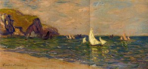 Oil sea Painting - Sailboats at Sea Pourville 1882 by Monet,Claud
