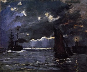 Oil seascape Painting - Seascape Night Effect 1866 by Monet,Claud