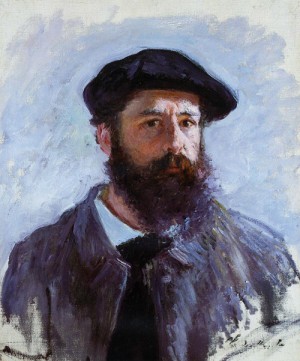 Oil Portrait Painting - Self Portrait with a Beret 1886 by Monet,Claud