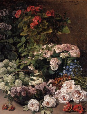 Oil spring Painting - Spring Flowers 1864 by Monet,Claud