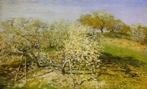 Oil in bloom Painting - Springtime (aka Apple Trees in Bloom) 1873 by Monet,Claud