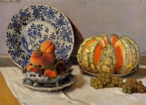 Oil life Painting - Still Life with Melon 1872 by Monet,Claud