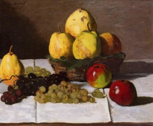 Oil life Painting - Still Life with Pears and Grapes 1867 by Monet,Claud