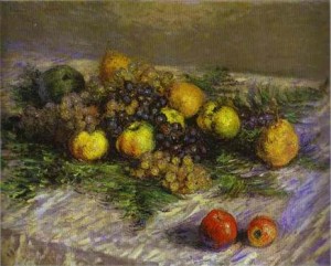 Oil life Painting - Still Life with  Pears and Grapes.  1880 by Monet,Claud