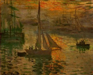 Oil seascape Painting - Sunrise (aka Seascape) 1873 by Monet,Claud