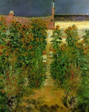 Oil garden Painting - The Artist's  Garden at  Vetheuil.1881 by Monet,Claud