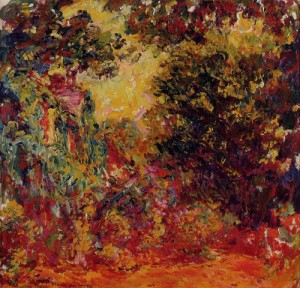 Oil garden Painting - The Artists House Seen from the Rose Garden 1922-1924 by Monet,Claud