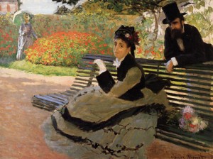 Oil garden Painting - The Beach (aka Camille Monet on a Garden Bench) 1873 by Monet,Claud