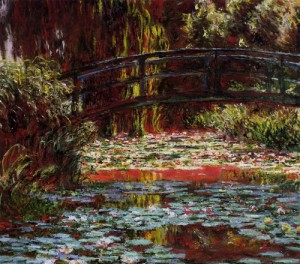 Oil pond Painting - The Bridge over the Water-Lily Pond 1900 by Monet,Claud