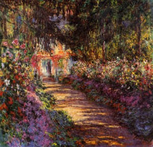 Oil garden Painting - The Flowered Garden 1901-1902 by Monet,Claud