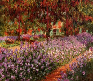 Oil garden Painting - The Garden (aka Irises) 1900 by Monet,Claud