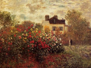 Oil garden Painting - The Garden at Argenteuil (aka The Dahlias) 1873 by Monet,Claud