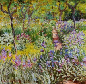 Oil garden Painting - The Iris Garden at Giverny by Monet,Claud
