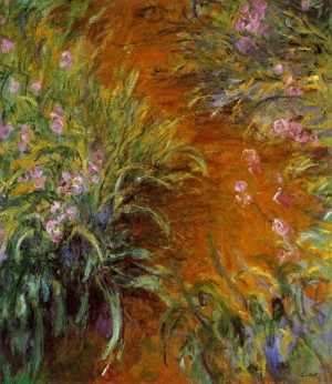 Oil monet,claud Painting - The Path through the Irises 1914-1917 by Monet,Claud