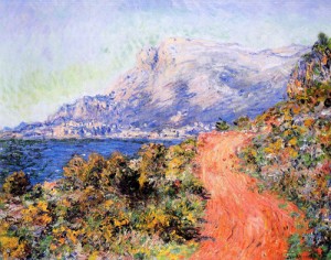 Oil red Painting - The Red Road near Menton 1884 by Monet,Claud