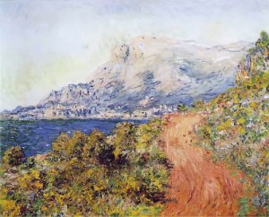 Oil red Painting - The Red Road near Menton  1884 by Monet,Claud