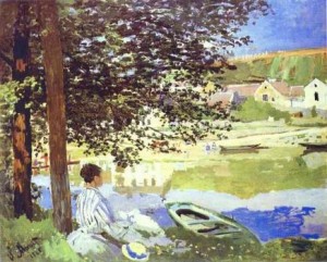 Oil the Painting - The River, Bennecourt. 1868 by Monet,Claud