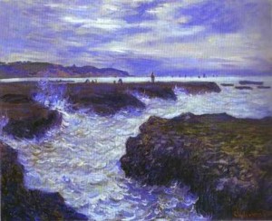 Oil the Painting - The Rocks near Pourville at Ebb Tide. 1882 by Monet,Claud