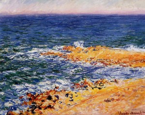 Oil sea Painting - The Sea in Antibes 1888 by Monet,Claud