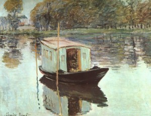 Oil monet,claud Painting - The Studio Boat, 1874 by Monet,Claud