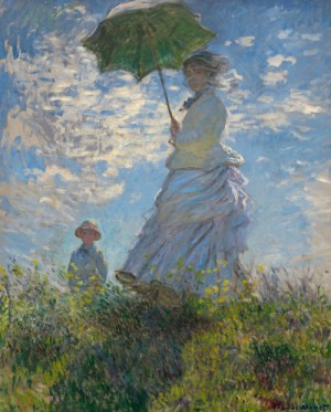 Oil woman Painting - The Walk, Woman with a Parasol by Monet,Claud