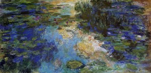 Oil pond Painting - The Water-Lily Pond 1917-1919 by Monet,Claud