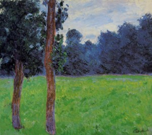 Oil Painting - Two Trees in a Meadow 1886 by Monet,Claud