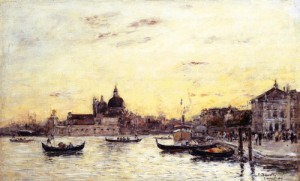  Photograph - Venice The Mole at the Entrance to the Grand Canal and the Salute 1895 by Monet,Claud
