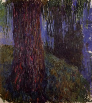 Oil lily Painting - Water Lily Garden with Weeping Willow 1916-1919 by Monet,Claud