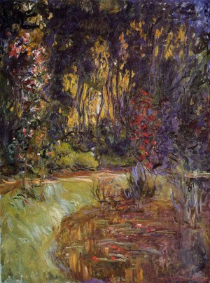 Oil pond Painting - Water Lily Pond at Giverny 1918-1919 by Monet,Claud