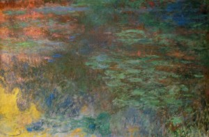 Oil water Painting - Water Lily Pond,Evening(left panel) by Monet,Claud
