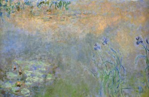 Oil lily Painting - Water Lily Pond with Irises 1920-1926 by Monet,Claud