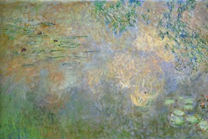 Oil lily Painting - Water Lily Pond with Irises (left half) 1920-1926 by Monet,Claud