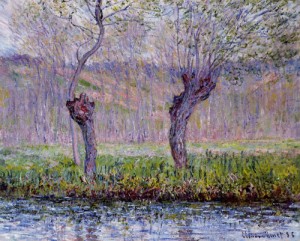 Oil spring Painting - Willows in Spring 1885 by Monet,Claud
