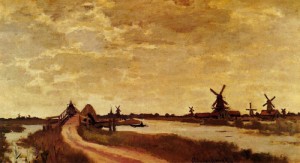 Oil monet,claud Painting - Windmills at Haaldersbroek Zaandam 1871 by Monet,Claud