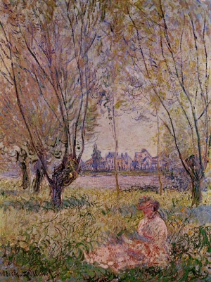 Oil woman Painting - Woman Sitting under the Willows 1880 by Monet,Claud