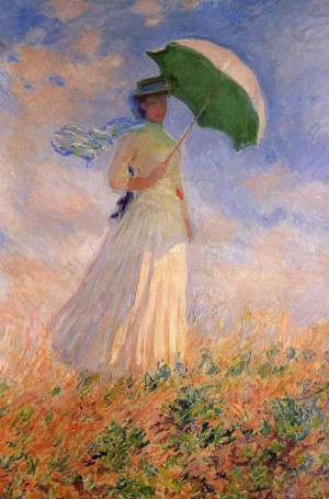 Oil woman Painting - Woman with a Parasol, Facing Right 1886 by Monet,Claud
