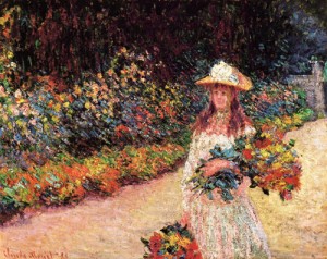 Oil garden Painting - Young Girl in the Garden at Giverny 1888 by Monet,Claud