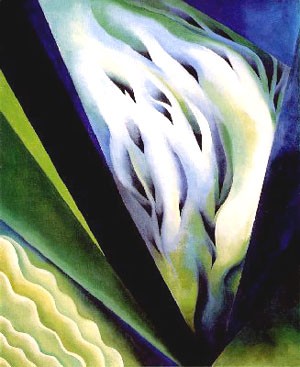 Oil blue Painting - Blue and Green Music 1919 by O'Keefe