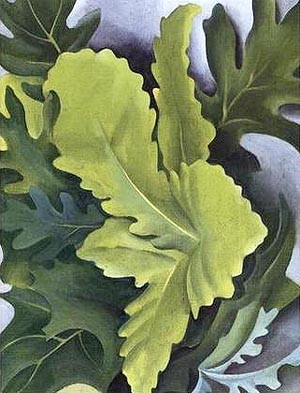 Oil green Painting - Green Oak Leaves by O'Keefe