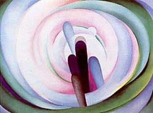 Oil o'keefe Painting - Grey,Blue and Black -Pink Circle 1929 by O'Keefe