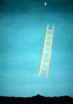 Oil o'keefe Painting - Ladder to the Moon 1958 by O'Keefe