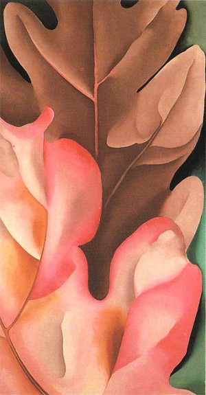 Oil o'keefe Painting - Oak Leaves Pink and Grey 1929 by O'Keefe