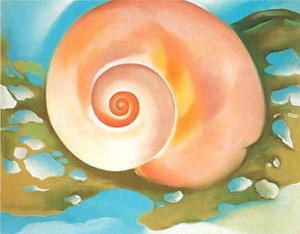 Oil o'keefe Painting - Pink Shell with Seaweed c1937 by O'Keefe