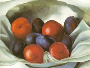 Oil o'keefe Painting - Plums by O'Keefe