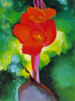 Oil red Painting - Red Canna   c. 1919 by O'Keefe