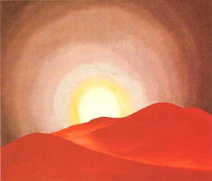 Oil red Painting - Red Hills Lake George 1927 by O'Keefe