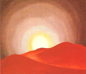 Oil red Painting - Red Hills Lake George 1927 by O'Keefe