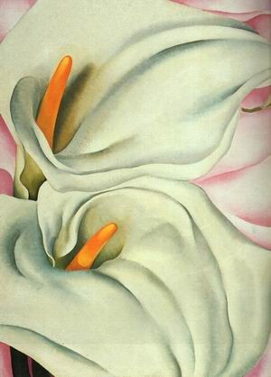 Oil o'keefe Painting - Two Calla Lillies on Pink, 1928 by O'Keefe